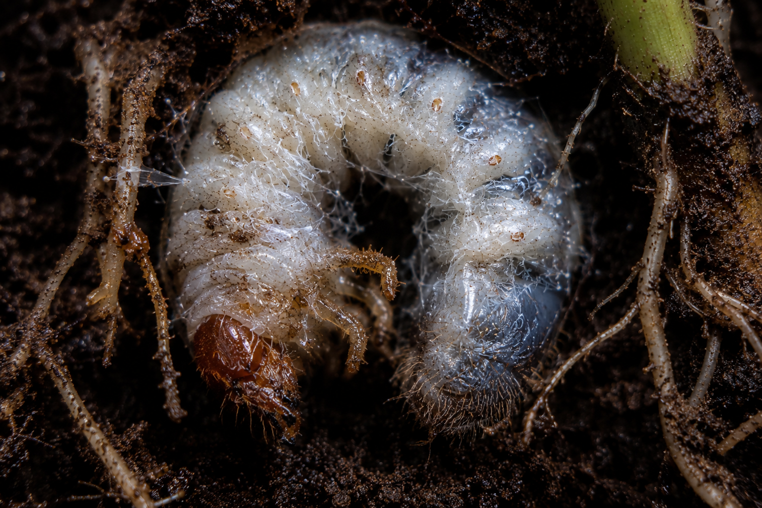 Etapa 3: infección interna de larva de gallina ciega por hongos entomopatógenos