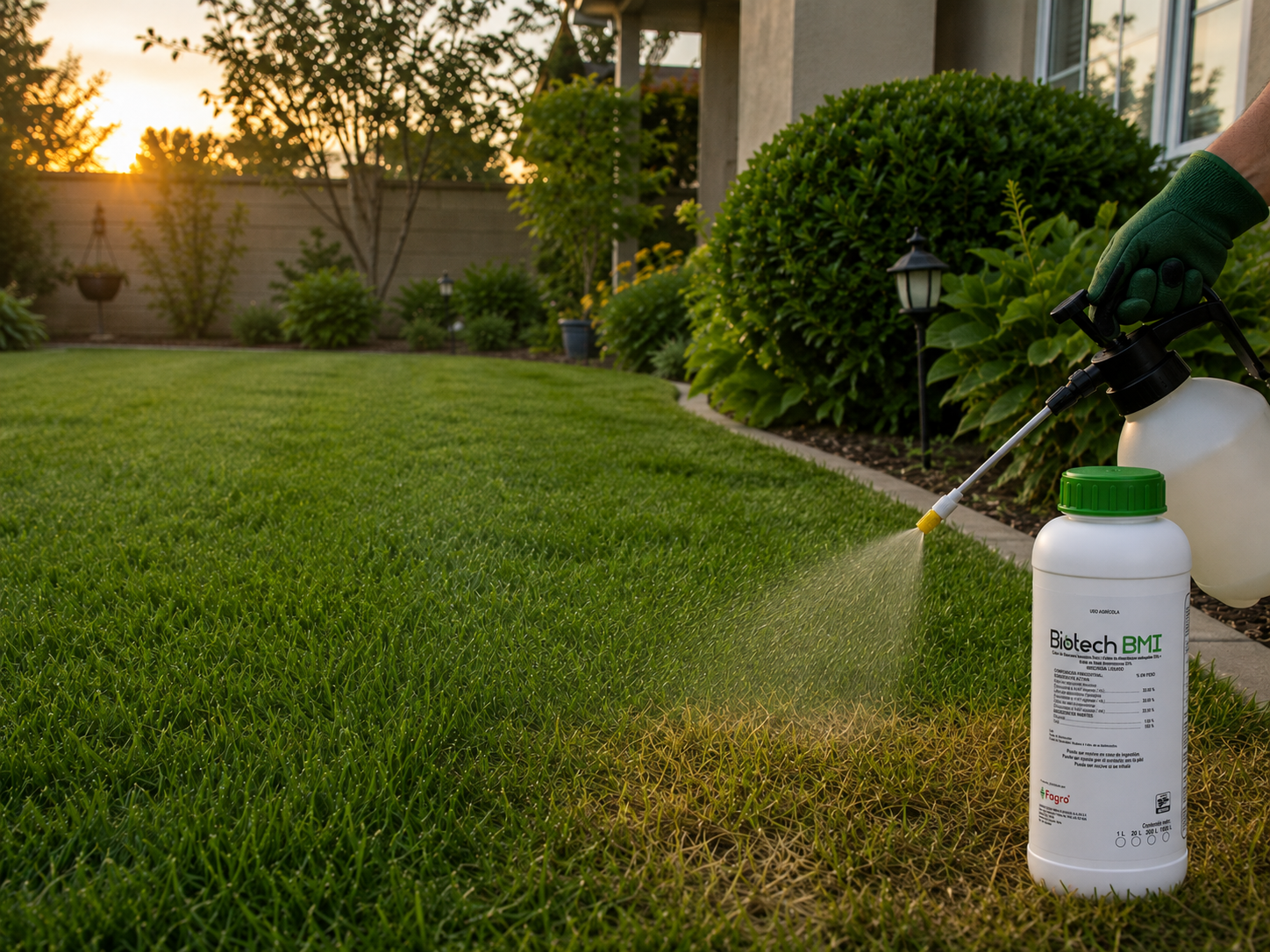 Aplicación urbana de Biotech BMI en jardín y césped